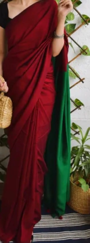 MAROON DUAL TONE KHADHI SAREE