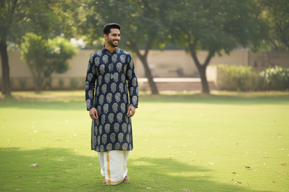 ELEPHANT BLACK -AJRAKH COTTON RUNNING FABRIC