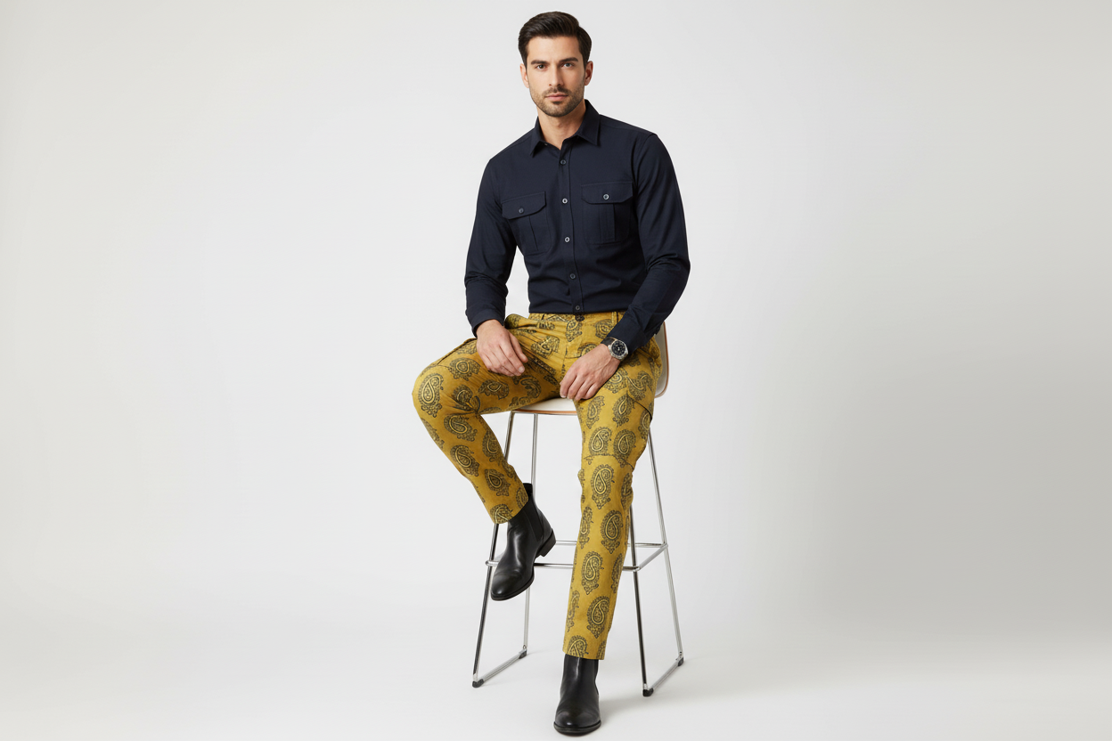 YELLOW- AJRAKH COTTON RUNNING FABRIC