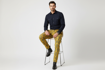 YELLOW- AJRAKH COTTON RUNNING FABRIC