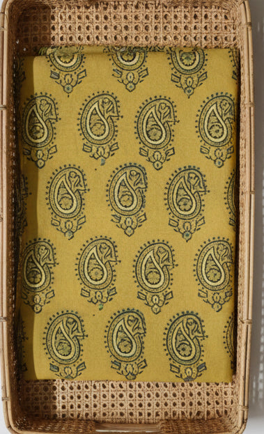YELLOW- AJRAKH COTTON RUNNING FABRIC