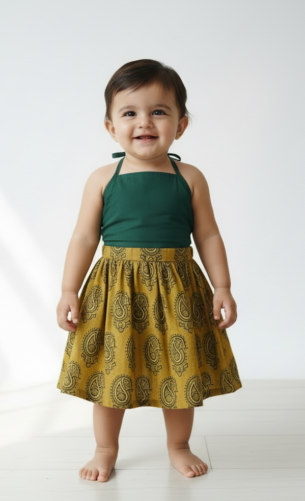 YELLOW- AJRAKH COTTON RUNNING FABRIC