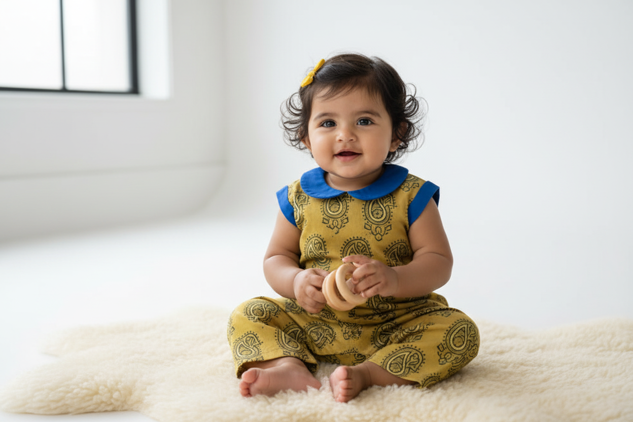 YELLOW- AJRAKH COTTON RUNNING FABRIC