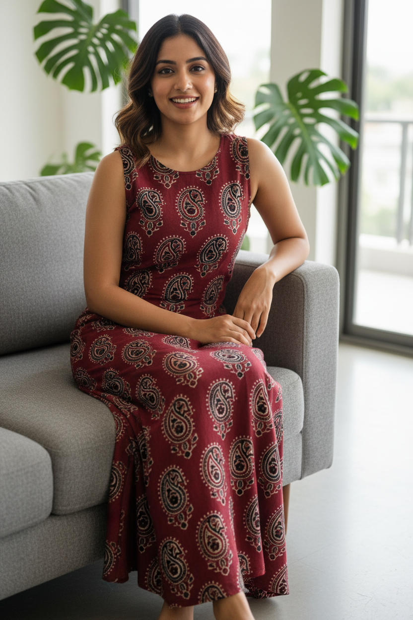 RED - AJRAKH COTTON RUNNING FABRIC