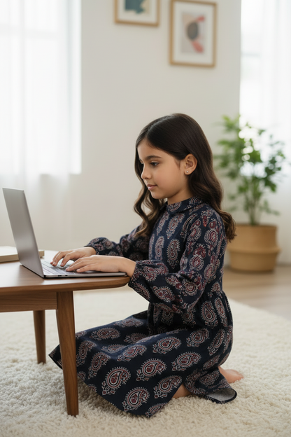 BLACK - AJRAKH COTTON RUNNING FABRIC