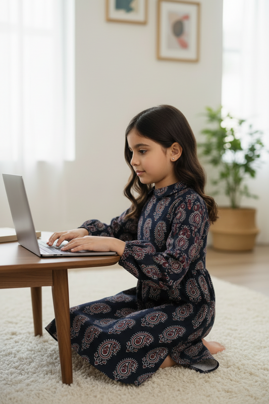 BLACK - AJRAKH COTTON RUNNING FABRIC