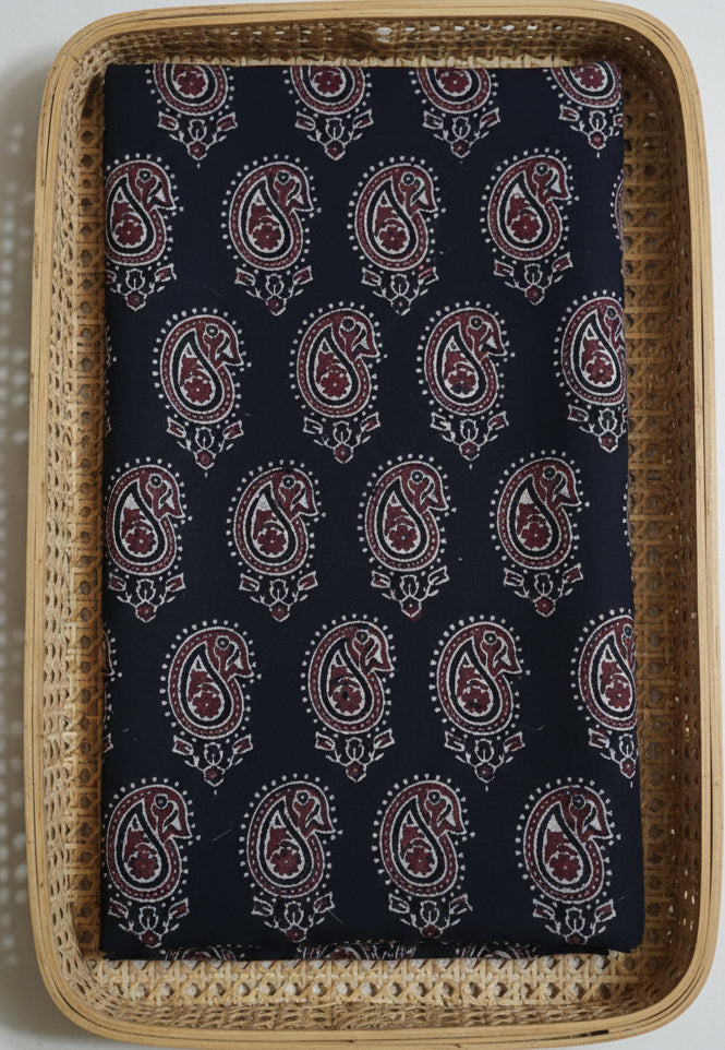 BLACK - AJRAKH COTTON RUNNING FABRIC