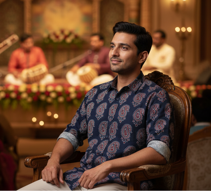 BLACK - AJRAKH COTTON RUNNING FABRIC