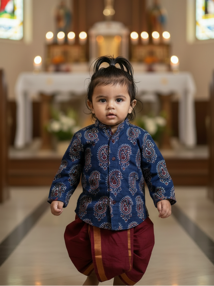 BLUE - AJRAKH COTTON RUNNING FABRIC