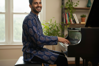 BLUE - AJRAKH COTTON RUNNING FABRIC