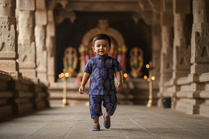 BLUE - AJRAKH COTTON RUNNING FABRIC