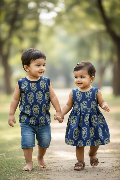 BLUISH GREEN - AJRAKH COTTON RUNNING FABRIC