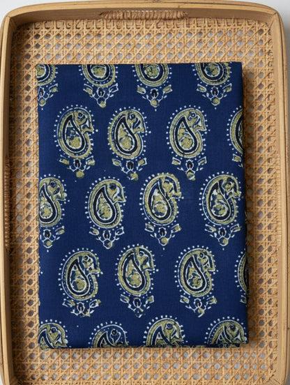BLUISH GREEN - AJRAKH COTTON RUNNING FABRIC