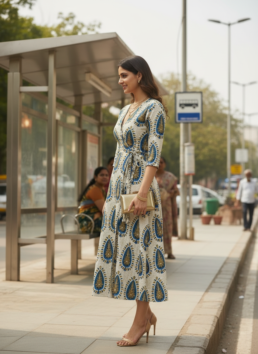 IVORY - AJRAKH COTTON  RUNNING FABRIC