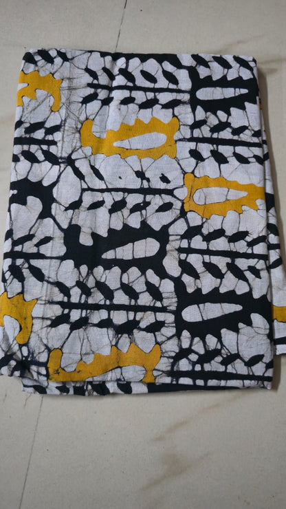 BLACK BATIK HANDBLOCKED COTTON PRECUT 2.5M FABRIC