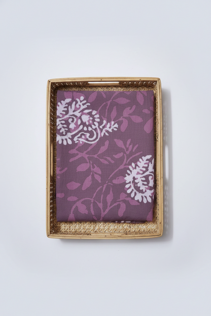 PALE GRAPE HANDBLOCKED COTTON PRECUT 2.5M FABRIC