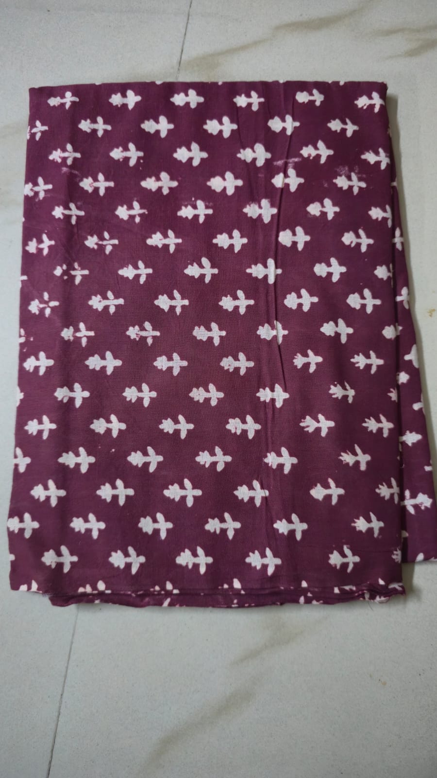 GRAPE COLOUR HANDBLOCKED COTTON PRECUT 2.5M FABRIC