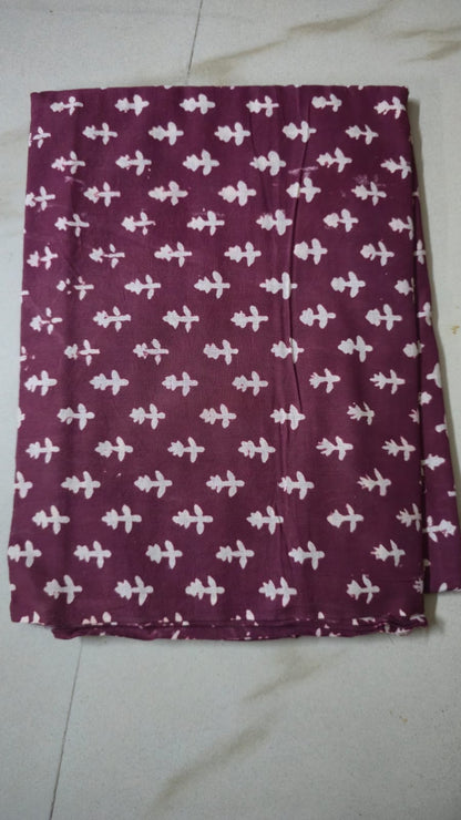 GRAPE COLOUR HANDBLOCKED COTTON PRECUT 2.5M FABRIC