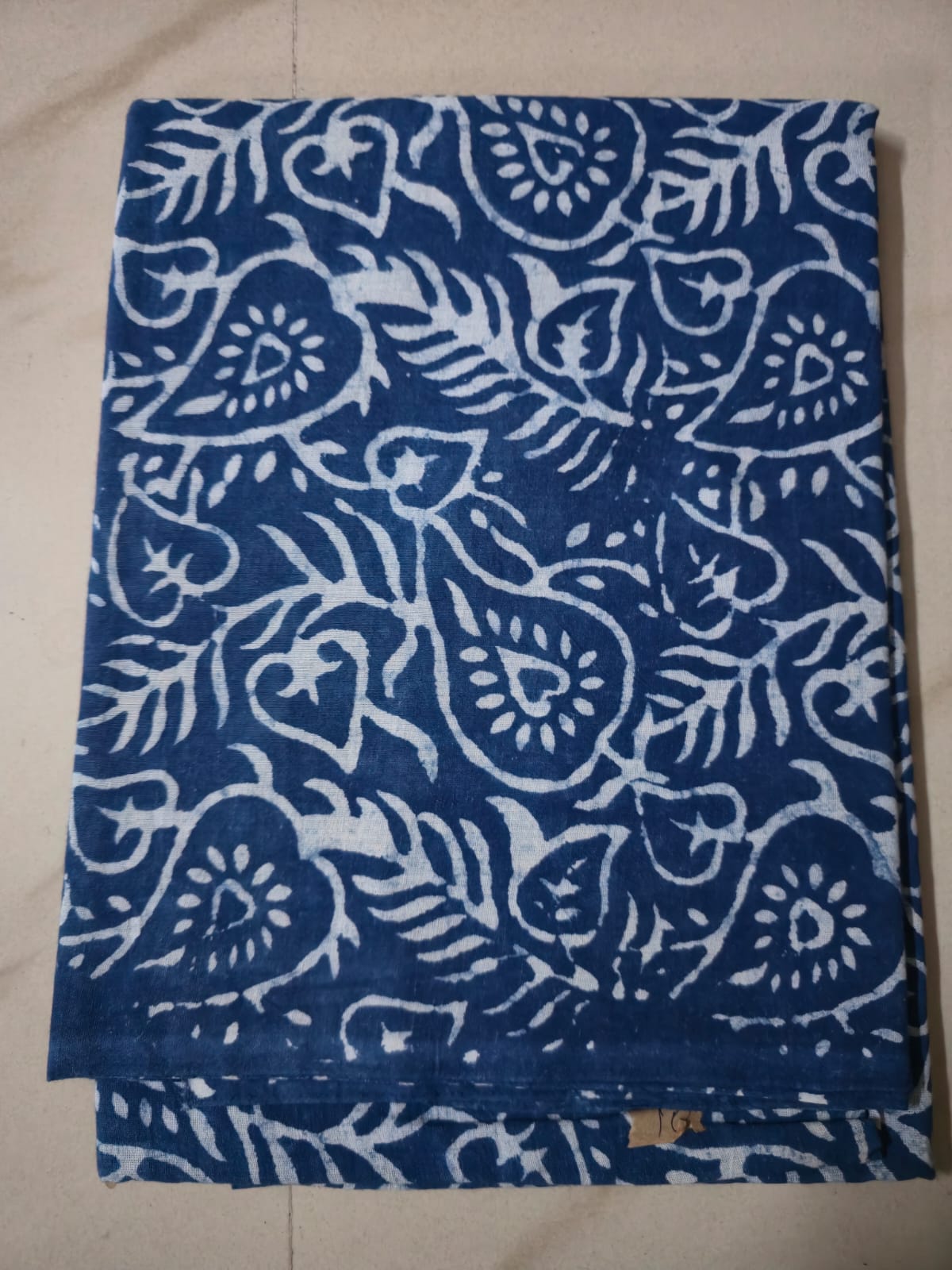 INDIGO HANDBLOCKED COTTON PRECUT 2.5M FABRIC