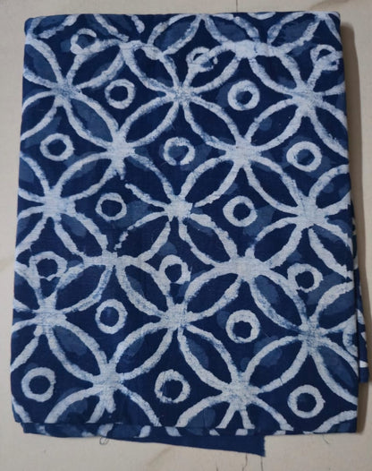 INDIGO HANDBLOCKED COTTON PRECUT 2.5M FABRIC