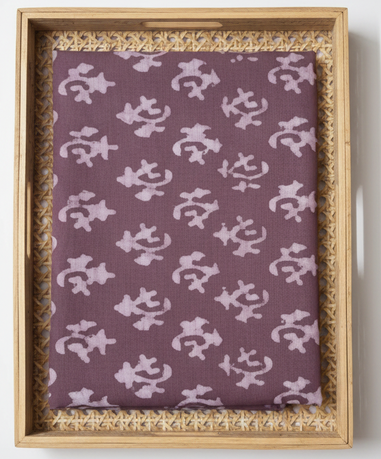 PALE GRAPE HANDBLOCKED COTTON PRECUT 2.5M FABRIC