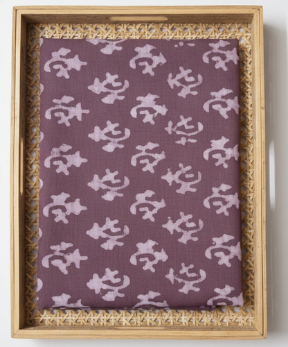 PALE GRAPE HANDBLOCKED COTTON PRECUT 2.5M FABRIC