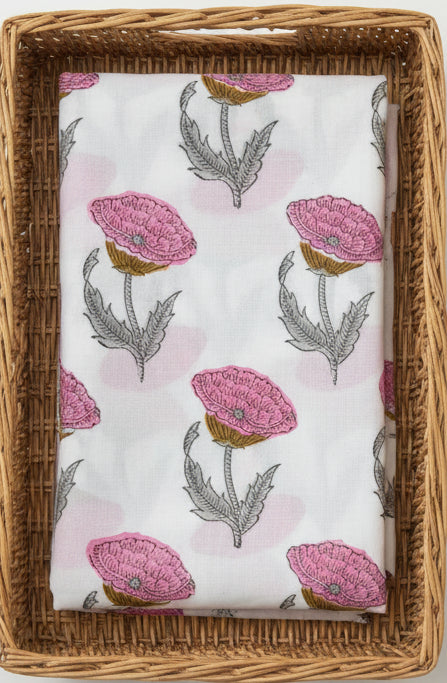 HANDBLOCKED COTTON MULMUL PRE-CUT 2.5M FABRIC