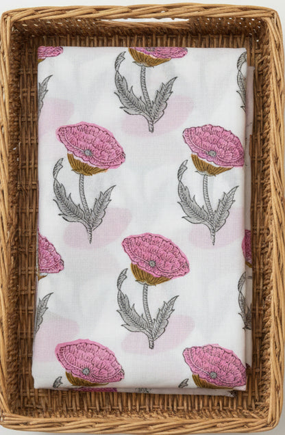 HANDBLOCKED COTTON MULMUL PRE-CUT 2.5M FABRIC