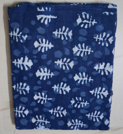 INDIGO HANDBLOCKED COTTON PRECUT 2.5M FABRIC