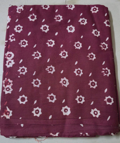 GRAPE COLOUR HANDBLOCKED COTTON PRECUT 2.5M FABRIC