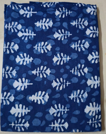 INDIGO HANDBLOCKED COTTON PRECUT 2.5M FABRIC