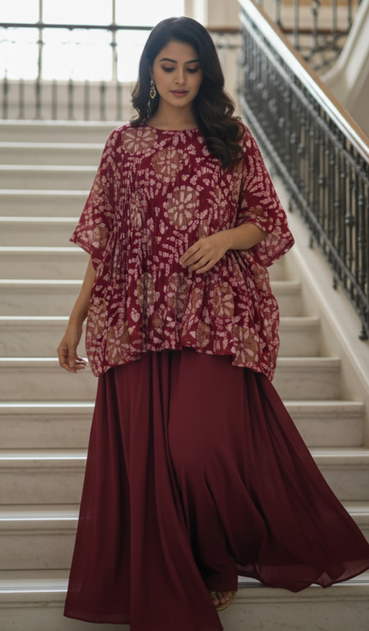 BATIK RED HANDBLOCKED COTTON PRECUT 2.5M FABRIC