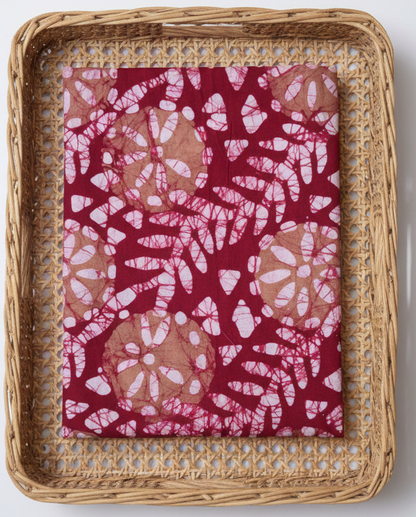 BATIK RED HANDBLOCKED COTTON PRECUT 2.5M FABRIC