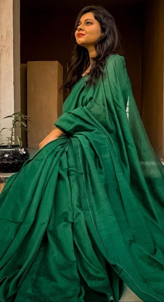 LEAF GREEN KHADHI SAREE