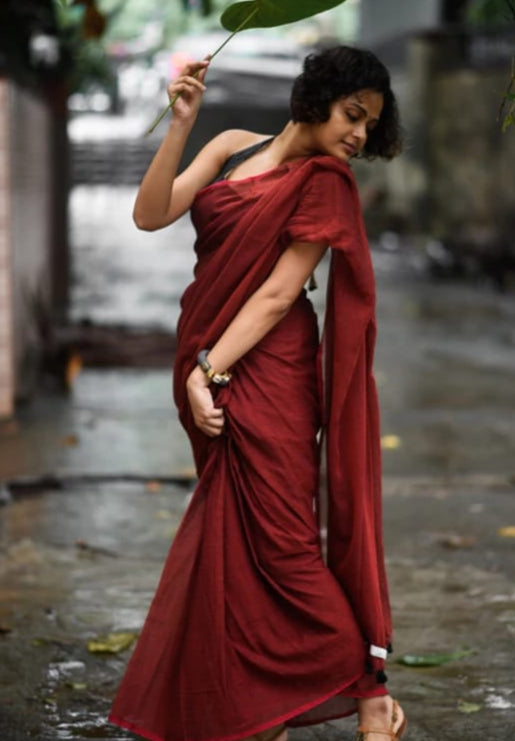MAROON KHADHI SAREE