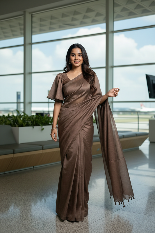BROWN KHADHI SAREE