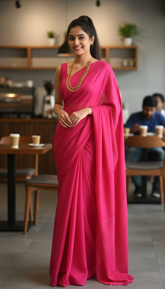 MAGENTA KHADHI SAREE