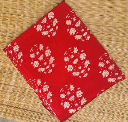RED HANDBLOCKED COTTON PRECUT 2.5 FABRIC