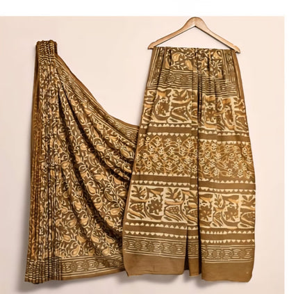 MEHENDHI HANDBLOCK  MUL MUL SAREE