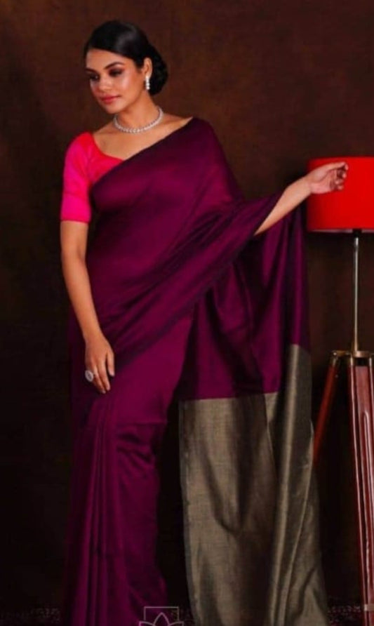BEETROOT DUAL TONE KHADHI SAREE