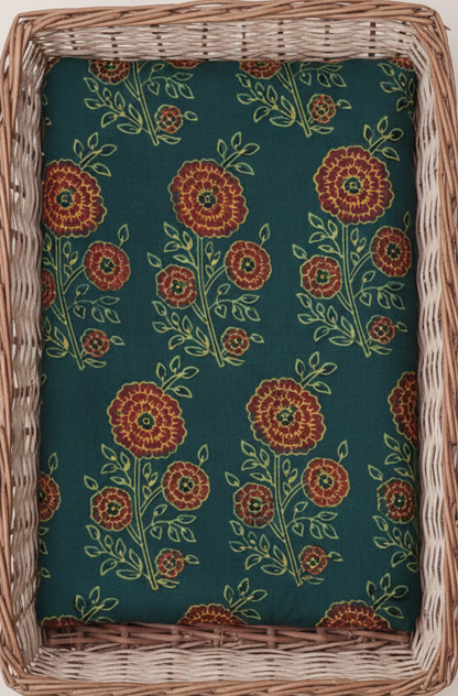GREEN -AJRAKH COTTON RUNNING FABRIC