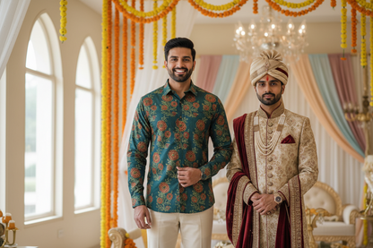 GREEN -AJRAKH COTTON RUNNING FABRIC