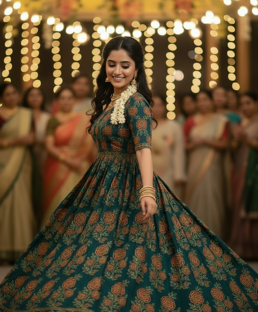 GREEN -AJRAKH COTTON RUNNING FABRIC