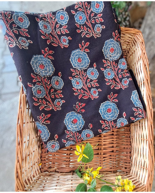 BLACK - AJRAKH COTTON RUNNING FABRIC