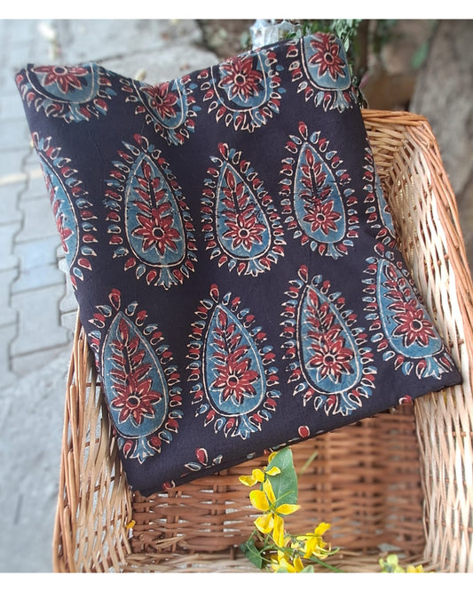 BLACK - AJRAKH COTTON RUNNING FABRIC
