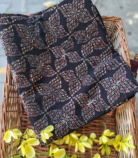 BLACK - AJRAKH COTTON RUNNING FABRIC
