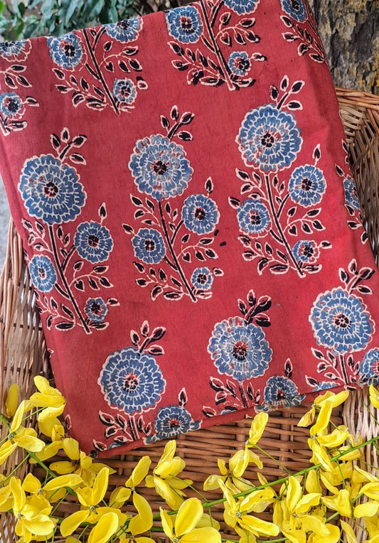RED - AJRAKH COTTON RUNNING FABRIC