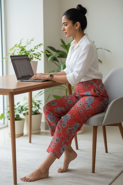 RED - AJRAKH COTTON RUNNING FABRIC