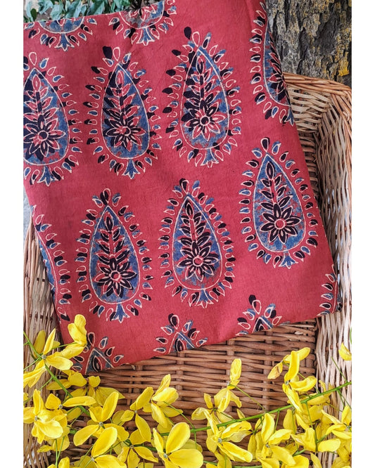 RED - AJRAKH COTTON RUNNING FABRIC