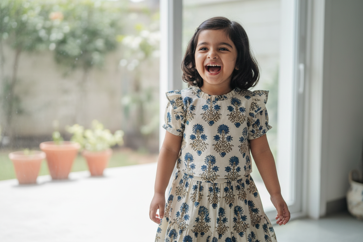 IVORY -  AJRAKH COTTON RUNNING FABRIC